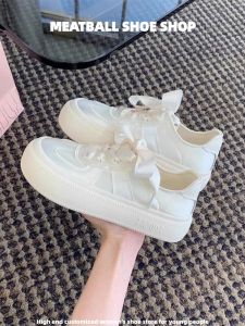Ballet Style Thick Bottom Flat Shoes round Toe Spliced Real Silk Satin Casual Sneakers Korean Version Cross Laced Womens Shoes
