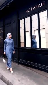 Oneset Felicia Baju Kurung Malaya Bahan Satin Premium Polos Kombinasi Payet Seragam Pesta Terbaru 2024