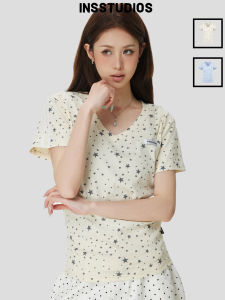National Chic American Vintage Full Star Slim Fit V-neck T-shirt