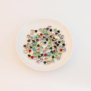 10Pcs 7x10mm Heart Crystal Charms Stainless Steel Edged Pendants for DIY Necklace Earring Bracelet Jewelry Making Accessories
