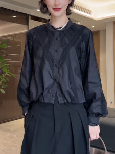 WANGGONGZHU | เสื้อเชิ้ตแขนยาวผ้าลูกไม้สไตล์ฝรั่งเศสสำหรับผู้หญิง ฤดูใบไม้ร่วง 2025 ดีไซน์ใหม่ สง่างาม หลวมๆ แฟชั่นระดับไฮเอนด์