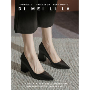 รองเท้าส้นสูงสีดำรองเท้าชั้นเดียวส้นหนาใส่ทำงานสำหรับผู้หญิงรองเท้าใส่ทำงานสำหรับไปสัมภาษณ์งานรองเท้าทำงานพื้นนิ่มใส่สบายไม่เมื่อยเท้า