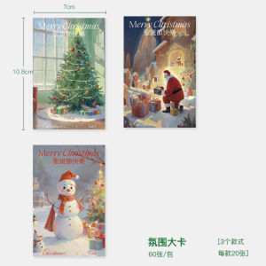 Handwritten Holiday Greeting Card Christmas Snowman Atmosphere Flower Bouquet Festive Message Tag New Arrival from Huayishang