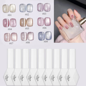 1pcs SHAKA Autumn Nails Pink Blue Glitter Glass Bead Cat Eye Gel Nail Polish 2025 High-density White Brilliant Flash Whitening