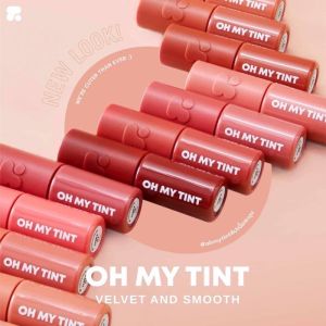 Oh My Tint ลิปโอมายทิ้น ลุคใหม่ Velvet And Smooth ลิปเนื้อละมุน สีแน่นชัด ติดทนนาน 2P Original