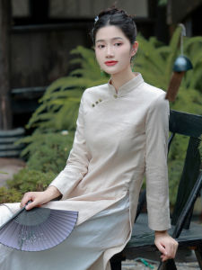 New Chinese Style Cotton Linen Womens Fashion High End Zen Suit Tea Ceremony Teacher Set Spring New Arrival Top