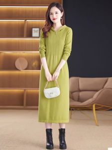 ผู้หญิง ความยาวปานกลาง ถุงเท้ายาวถึงเข่า มีฮู้ด เสื้อสวม ถัก เดรส ฤดูใบไม้ร่วง ฤดูหนาว สไตล์ใหม่ ผ้าจาการ์ด ชุดทํางานเย็บปะติดปะต่อกัน หลวม ประเภท