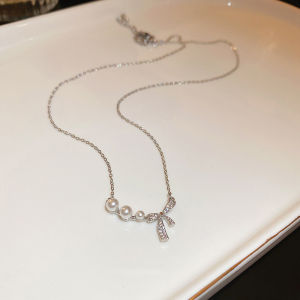 French Butterfly Knot Pearl Necklace Women Sweet Atmosphere New 2024 High-End Lightweight Luxury Clavicle Chain Jewelry