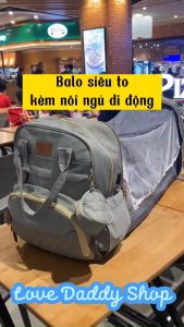 Balo Bỉm Sữa Cho Mẹ Và Bé 2in1 3 Lớp Lót Cách Nhiệt Đựng Bình Sữa Có Thể Kéo Ra Cho Bé Ngủ Khi Đi Du Lịch