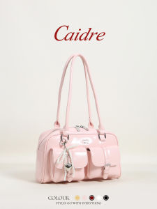 Caidre Boston Shoulder Bag Womens Commuter Handbag Bowling Bag Style Soft Surface Polyester Lining Zipper Closure Bucket Shape