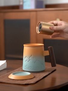 [Chính Hãng] Bình Trà Gốm Sứ Cao Cấp Tách Nước Lọc Trà - Nắp Đậy Chống Tràn Dung Tích Lớn Cho Nam Giới Văn Phòng Khắc Tên Tùy Chỉnh | Miễn Phí Đổi Trả