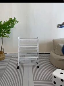 Little Carpenterr Metal Bookshelf Condiment Trolley Magazine Rack Rak Buku Book Storage Organizer Troli Buku Bertingkat