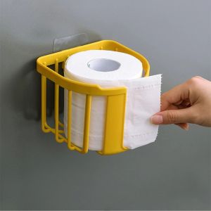 Punch-Free Toilet Paper Shelf Wall-Mounted Sticky Paper Storage Box Toilet Paper Holder Roll Paper Bathroom Kitchen Tissue Box
