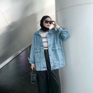 JAKET JEANS WANITA VINTAGE KOREA STYLE TERBARU
