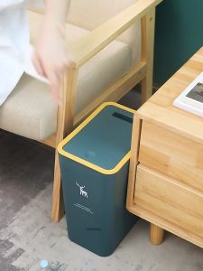 15L Press Type Trash Can With Cover Large Trash Bin Garbage Bin for Kitchen