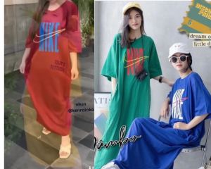 Long Dress JUMBO Wanita NIKEN maxidress Lengan Pendek NIKEN
