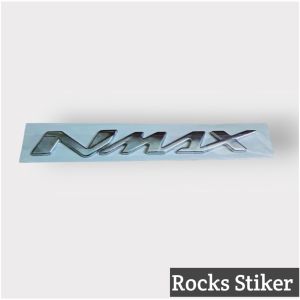 Emblem 3D timbul motor Yamaha N MAX CHROME / KROM / SILVER MENGKILAP sepasang kanan kiri lengkap dengan perekat yang kuat / logo motor tulisan nmax aksesoris kendaraan
