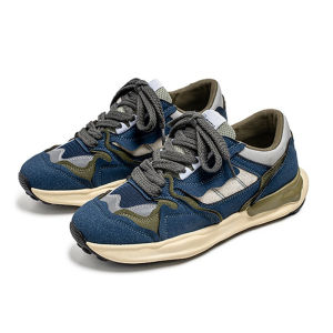 Mens Dad Shoes Trendy All-Match Retro Japanese Style Running Shoes Thick Bottom Cloth Casual Sporty Low Top Rubber Sole