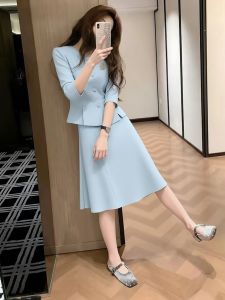 QFN | Summer Elegant Blue Dress Suit for Important Occasions