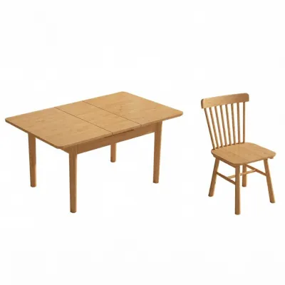 Modern Minimalist Expandable Solid Wood Dining Table Set for Home Use Small Apartment Rectangle Shape Dinner Table with Chairs
