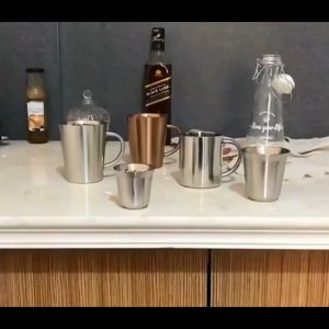 300ml 304 Stainless Steel Korean Portable Golden Coffee Cup Double Layer Insulated Mug Tea Cup Milk Cup