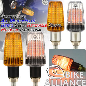 ✔READY STOCK✔ RETRO STYLE RECTANGLE SHAPE MINI HALOGEN TURNING SIGNAL OLD SKOOL CHROME BLACK SHELL TURN SIGNA