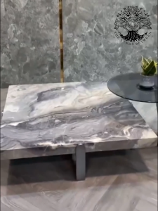 Bàn trà sofa bàn phòng khách bàn cafe nhập khẩu bàn hộp đá mặt vuông chân U inox 1m Ceramic