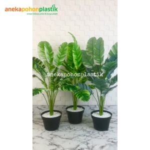 Pohon Artificial Pohon Plastik Daun Musa Florida X18 Semi Latex Pot Dasar Hitam Pajangan Dekorasi Ruangan Rumah Aesthetic