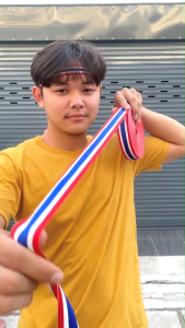 ริบบิ้นผ้าลายธงชาติไทย ลายสวย เนื้อดี สีสวยสด (มีขนาดให้เลือก)