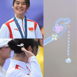 กิ๊บติดผมรูปกระต่ายหยกสไตล์จีนโบราณ ของรางวัลโอลิมปิก เดนยาวิน จี้ผมทรงหัวกลมสไตล์โบราณ จี้ผมแบบย้อนยุค