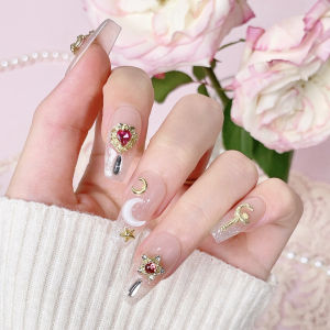 เล็บแต่งตั้งได้ทำมือ Pure Handmade Wearable Gel Nail Stickers ระยิบระยับ ลูกไม้ประดับเพชร เล็บเทียมสุดหรู สำหรับผู้หญิง