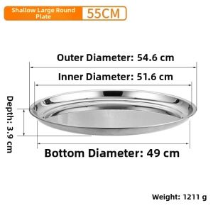 Jiaxun | Khay Tròn Bằng Inox Dày Cỡ Lớn Chất Lượng Thực Phẩm