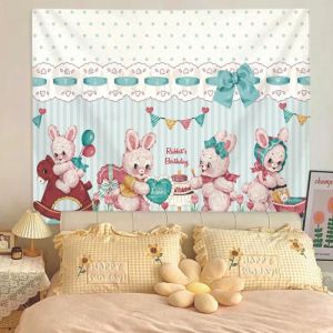 VIKAMA Lưới Màu Đỏ Và Trắng Gấu Bông Mỹ Tấm Thảm Treo Tường Trang Trí Cho Phòng Ngủ Phòng Khách Ký Túc Xá - Trang Trí Nhà Bằng Vải Polyester