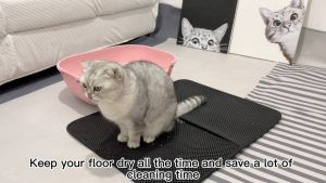Cat Litter Mat Kitty Litter Trapping Mat Foldable Double Layer Cat Litter Box Catcher Mat Waterproof Anti Tracking Cat Litter Trap Mat for Floor Non-Slip Waterproof Urine Proof Easy Clean Scatter Control