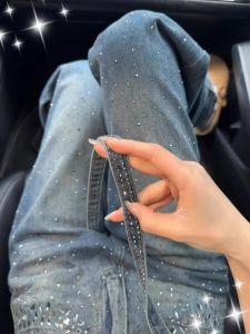 กางเกงยีนส์ทรงตรงเอวสูงสำหรับผู้หญิง กางเกงขายาวทรงสลิมฟิต กางเกงขายาวทรงหลวม กางเกงยีนส์ทรงสลิมฟิตสำหรับผู้หญิง