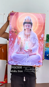 Tranh quan âm bồ tát hình bồ tát treo tường Tranh treo tường Phật giáo quan thế âm lá liễu tráng gương PQC106