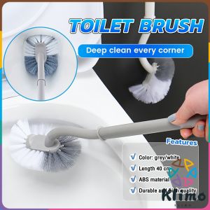 KLIMO Long-Handled Toilet Brush Curved Head Soft Bristles Quick Drying Bathroom Corner Cleaning Tools
