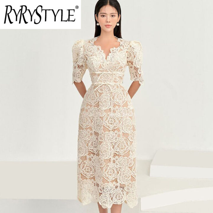 RYRYSTYLE Small Design Spring/Summer Lace Embroidery Short