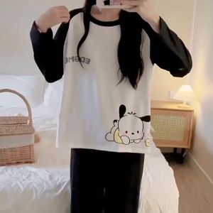 DS ชุดนอน ชุดนอนผู้หญิง ชุดนอนแขนยาว ชุดนอนแขนยาวขายาว ชุดนอนการ์ตูน เซตชุดนอน งานใส่สบาย ผ้านิ่มไม่บาง Womens pajamas M-2XL เสื้อผ้าผู้หญิง