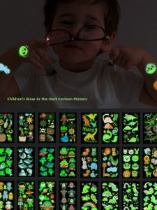 New Cute Dinosaur Cartoon Night Glow Tattoo Stickers Childrens Ocean Animal Luminous Arm Stickers Creative Face Stickers