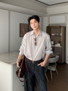 HUALUNDESIGN | Striped Casual Mens Shirt Long Sleeve