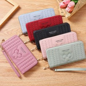 Murah Berkualitas!!! Dompet Wanita Baru Mode Multifungsi Dompet Panjang Kulit PU Dompet Siswa Ritsleting Gesper Posisi Clutch Multi Kartu