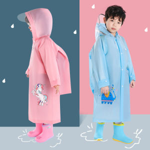 Raincoat for Kids Raincoat for 6 to 12 years old for Boys Girls Childrens Raincoat Student School Backpack Boys and Girls Waterproof Cartoon Korean-Style Lengthened Full Body Kids Soft Poncho High Quality Raincoat