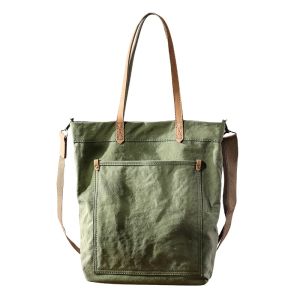 LINGU | Durable Canvas with Leather Men Shoulder Bag Large Capacity