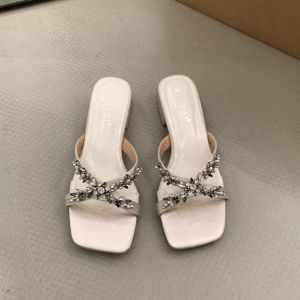 Silver Glitter Strappy French Mid Heel Sandals