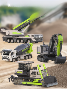 Mengbao Mini Particle Construction Crane Vehicle Assembly Model Educational Toys for Boys Engineering Vehicle Toy Construction Kit