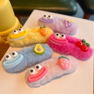 Funny Cute Big Eyes Stuffed Barrettes K-style Ins Weird Strawberry Furry Cropped Hair Clip Barrettes Hair Accessories New