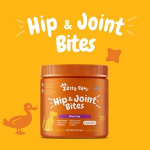 Zesty Paws Hip & Joint Mobility Bites For Dogs - Bacon Flavor (90 Soft Chews)(EXP:10 2027)