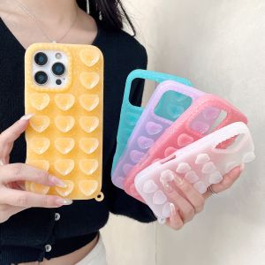 Glitter Heart Silicone Suction Cup Phone Case For iPhone 17 16 15 14 Pro Max 17Pro Hands-Free Phone Cover For Selfies and Videos