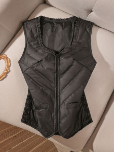 Womens Slim Fit Sleeveless down Jacket Vest Lightweight Warm Autumn Winter Inner Wear V-Neck Long Style Vest Coat